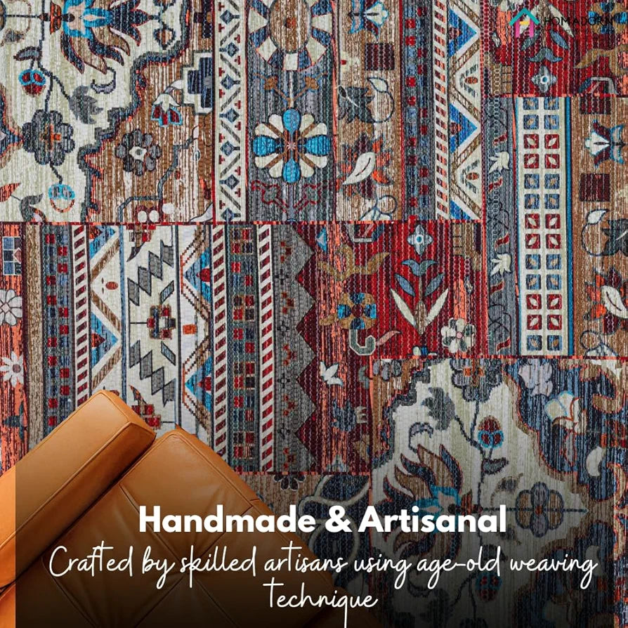 HOMADORN Handmade Printed Modern Dhurrie/Rugs/Carpet for Living Room/Drawing Room Enhanced Decor for Bedroom 