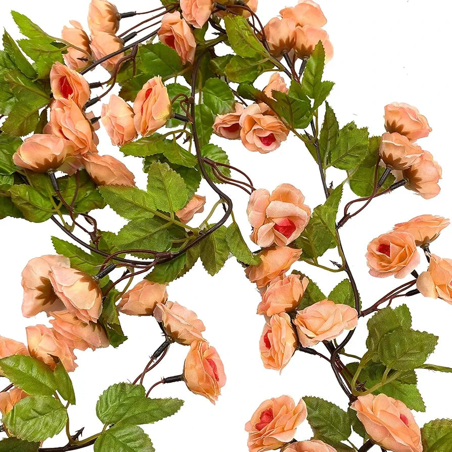 TIED RIBBONS Pack of 2 Artificial Flower Vine Garland Creeper 69 Small Rose  Garland for Decoration Wall Door Hanging Home Décor Office, Diwali Decoration Items for Home, Diwali Gifts 