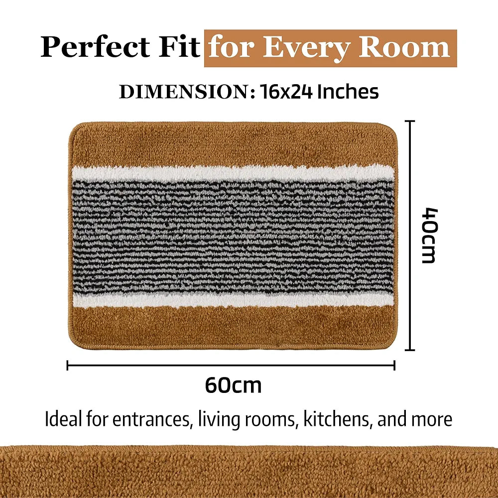 Kuber Industries 16x24 Inch Anti-Skid Water-Absorbent Door Mats for Home | Durable Main Entrance Footmats for Bathroom, Living Room & Office | Micro Wings Lining - Golden