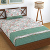 Homefab India 180 TC Microfiber Single BedSheet with 1 Pillow Cover Green Grey Floral