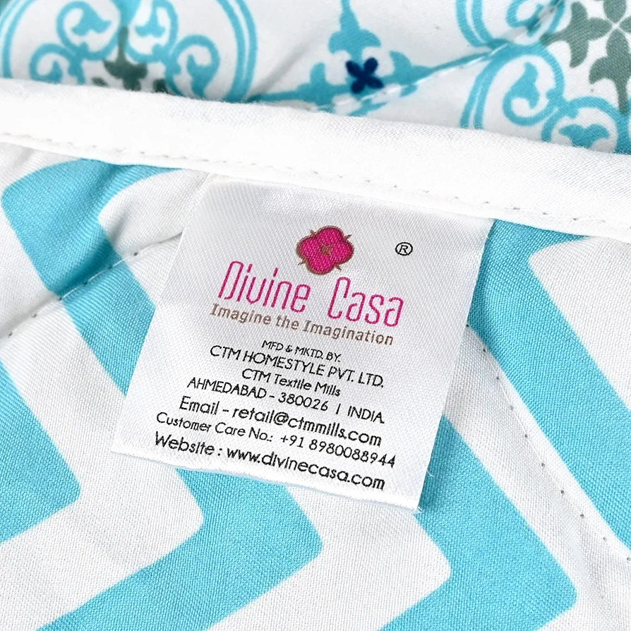 Divine Casa 120 GSM Microfiber Reversible Kids Single Bed Comforter | Ultra-Soft Toddler Blanket | Lightweight & Cozy | All-Season Bedding for Babies & Kids | 135 x 100 cm, Aquarius Tile
