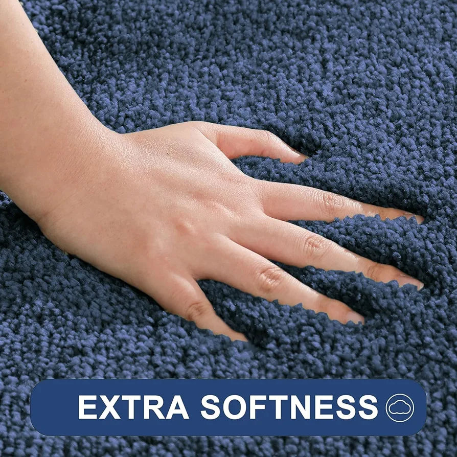LUXE HOME INTERNATIONAL Microfibre Rectangular Bath mat Super Soft Anti Skid Newman Mats For Bathroom 