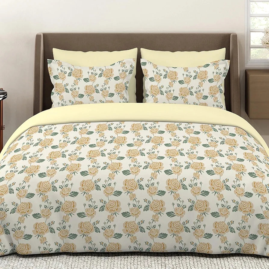 Layers Marigold 100% Cotton Bedsheet Set for All Seasons - Lightweight, Moisture Absorbent, Machine Washable & Easy to Care - Gift for Housewarming & More - 144 TC - King Size 