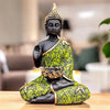 Neelaya Meditating Buddha Statue with Tealight Candle Holder Polyresin Showpiece 28 cm Black Green