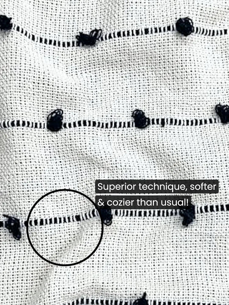 SAJAVAT HOME Hand-Knitted Pure Cotton 3 Seater Sofa Throw | 80x52 Inches/204x132 Cm | Beige & Black Throw for Sofa, Bed, Chair & Travel - Ideal for All Season | Pack of 1