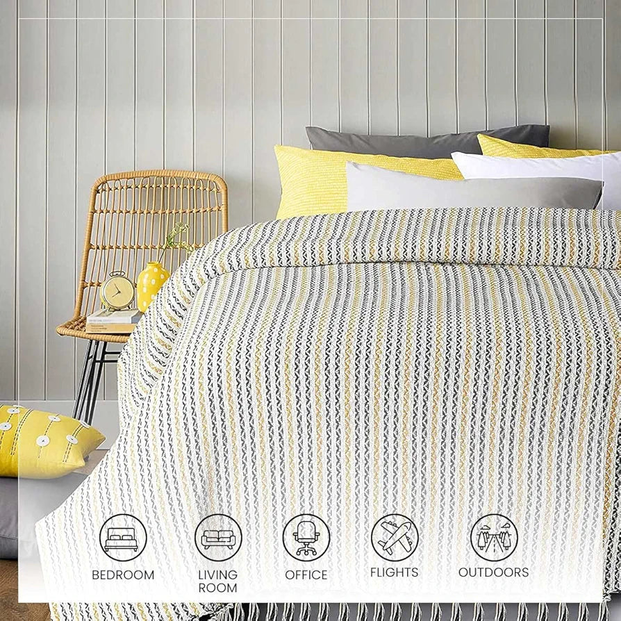 SASHAA WORLD Striped Super Soft & Breathable Throw Blanket | Throw Blanket for Living Room, Bed, Sofa & Chair | Multi Throw Blanket | 80 x 60 inch