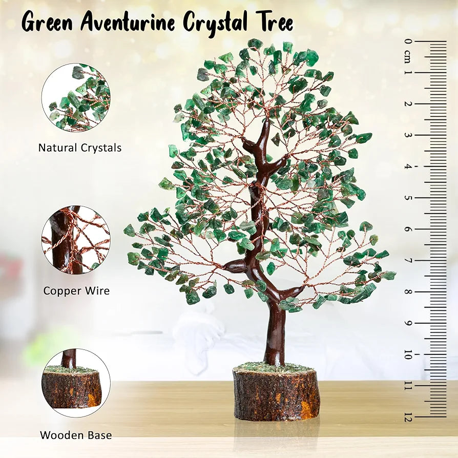 BEZAVO Green Aventurine Crystal Tree | Feng Shui Good Luck & Healing Tree for Home & Office | Positive Energy Tree for Living Room & Hall | Unique Gift for Men & Women – Birthday & Anniversary
