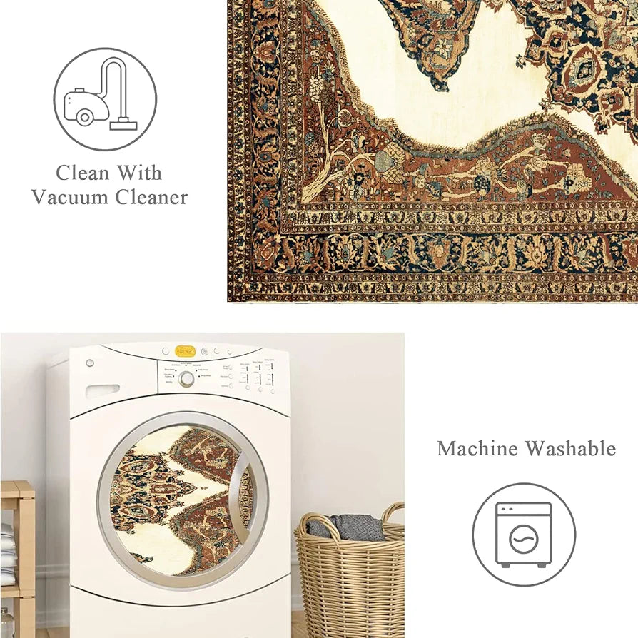 ishro home Premium Carpet for Hall, Bedroom, Living Room | Medallion Collectible Carpets | Anti Skid | Machine-Washable | Non-Shedding | Non- Fading | 