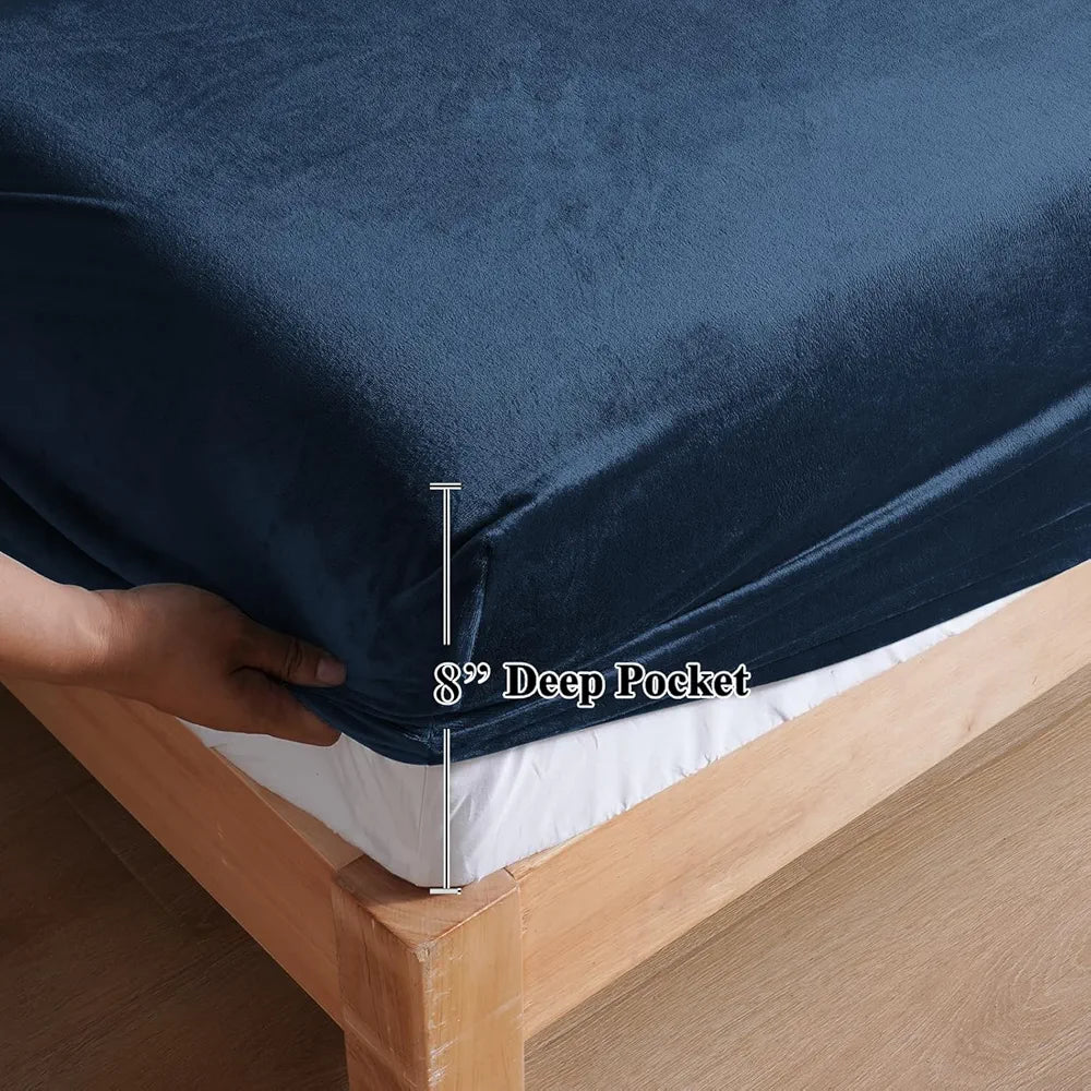Cloth Fusion 200 TC Warm Winter Elastic Fitted Bedsheet for Double Bed King Size with 2 Pillow Covers, Cozy Woolen Bedsheets for Double Bed 