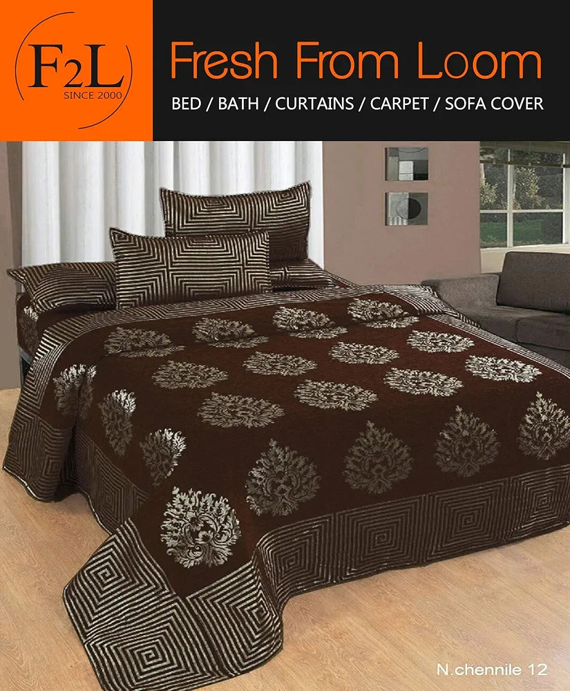Fresh From Loom Chenille Velvet 500 TC Double Bed King Size Bedsheet with 2 Pillow Cover 