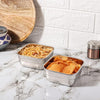 Femora Stainless Steel Square Serving Bowl Set of 2 | 380 Ml