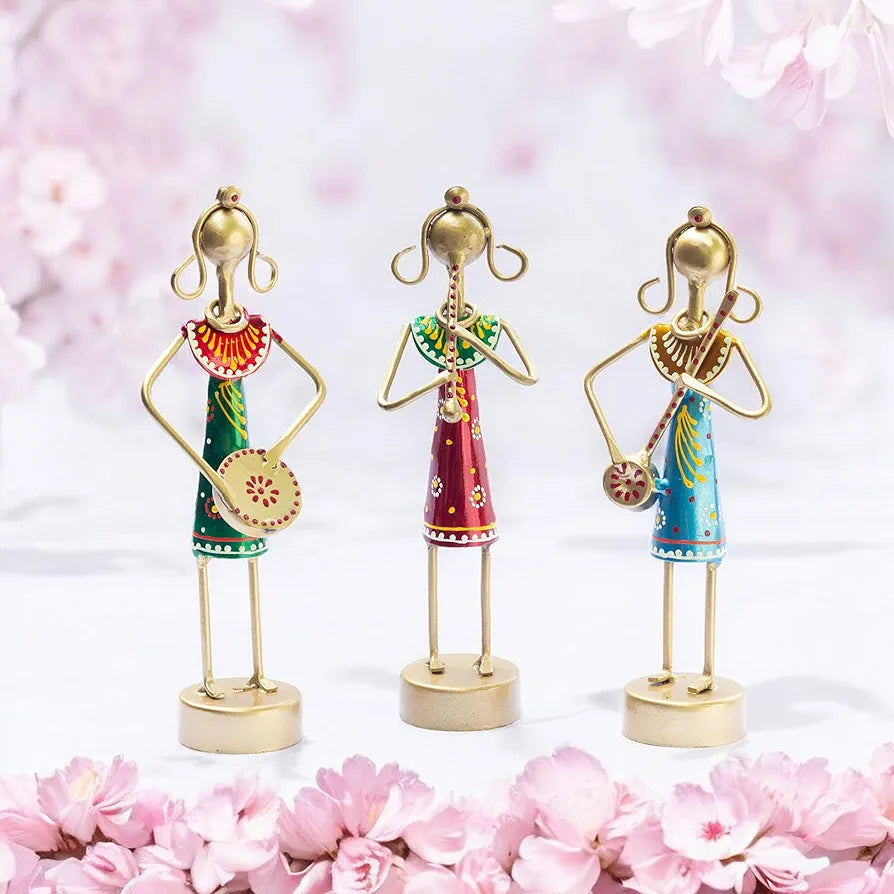 KRAFTSKALA Small Cute 7.5 inch Metal Musician Dolls for Living Room Decor, Tabletop Home Decor Showpiece Item, Housewarming Gift 