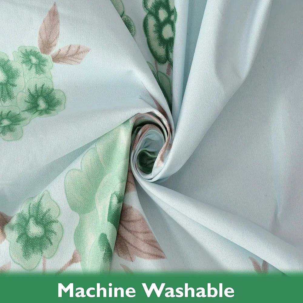 Fresh From Loom Floral Print 240 TC Microfiber Fitted King Size Bedsheet Set with 2 Pillow Cover - Hypoallergenic & Soft  | Cyan, Floral Design)