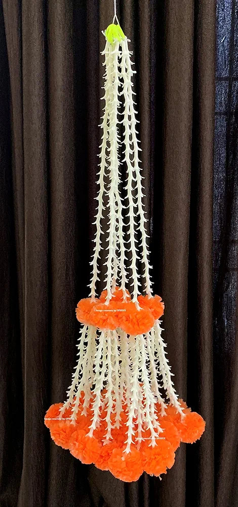 SPHINX Artificial Rajnigandha & Clustered Marigold  Strings for Decoration Approx 2.33 ft - 