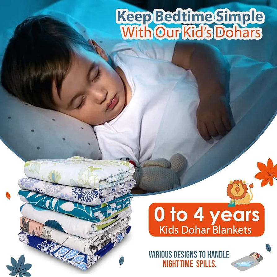 Divine Casa Pure Cotton Printed Single Dohar for Newborn Baby | 120 GSM | Soft & Lightweight Throw Blanket | Cozy & Breathable Bedding | All-Season Comfort | 0-4 Years | 135 x 100 CM, Iris Deep