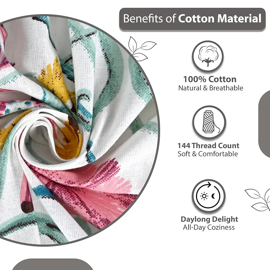 Divine Casa 144 TC Cotton White Jaipuri Bedsheets for King Size with 2 Pillow Covers 