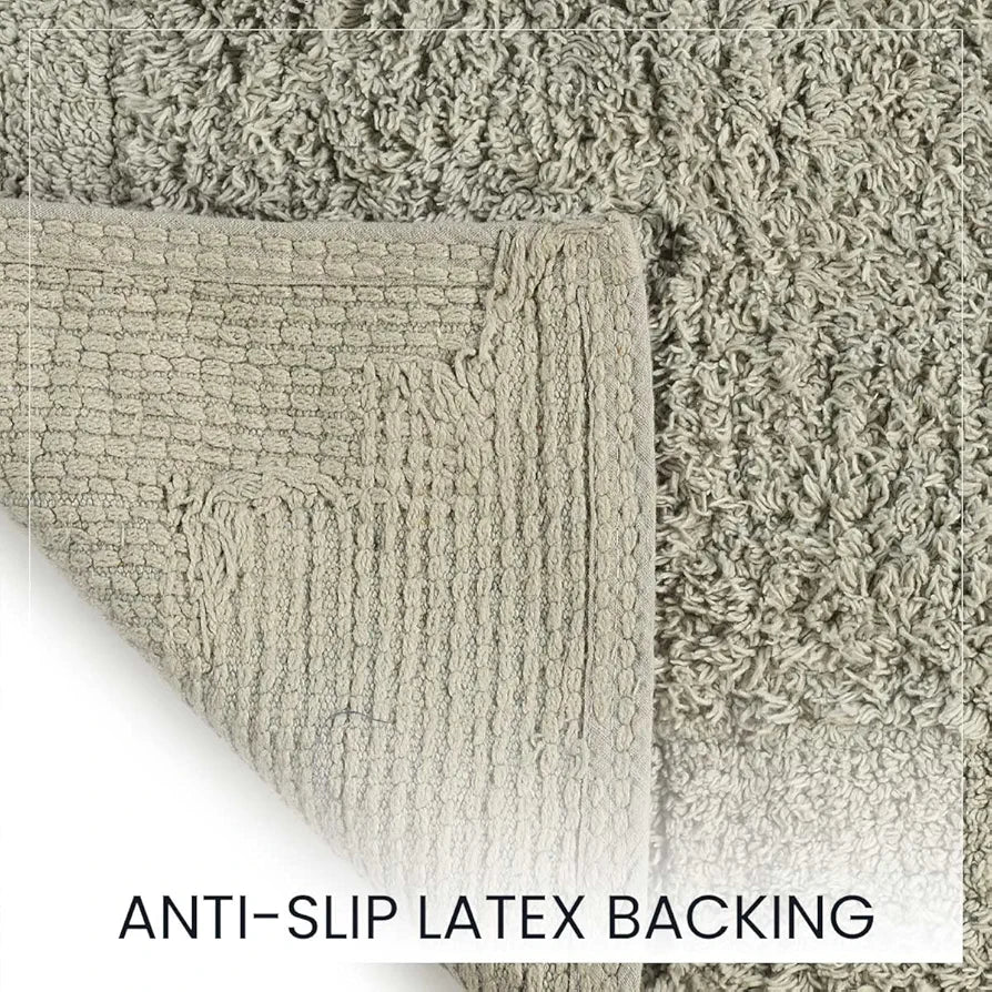 SASHAA WORLD Solid Anti-Skid Cotton Bathmat and Contour Set for Bathroom, Ultra Soft & Absorbent, Tufted Weave, Anti-Slip Latex Backing, Includes Contour & Rectangle Mat, 50X80cm, Grey