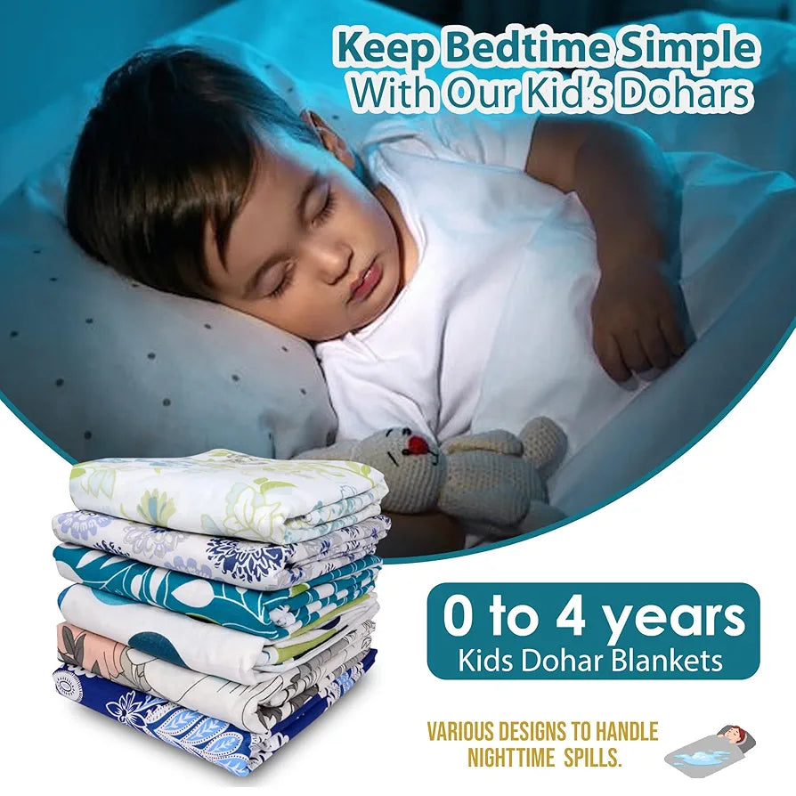 Divine Casa Floret 100% Cotton Single Kids Dohar | 120 GSM | Soft & Lightweight Throw Blanket | Cozy & Breathable Bedding | All-Season Comfort | 140 x 100 CM, Woody Petals