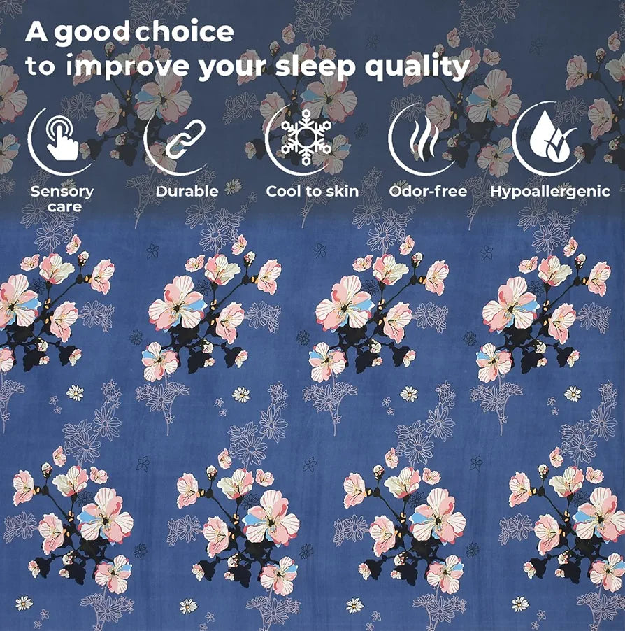 FRESH FROM LOOM Single Size Microfiber Bedsheet Set - Rotary Printed, Hypoallergenic, Wrinkle Free with 1 Pillow Covers , Blue, 144 TC