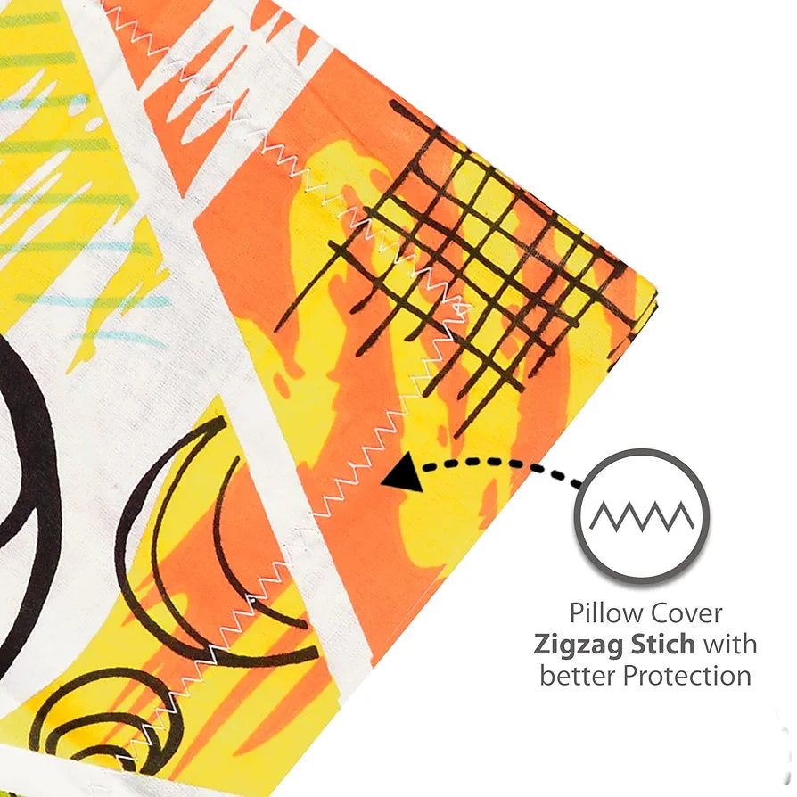 Divine Casa 144 TC 100% Cotton Double Bedsheet with 2 Pillow Covers | Skin-Friendly Fabric for Everyday Comfort | 254 X 222 CM | Abstract Pattern | Mustard