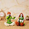 Ecraftindia Handcrafted Polyresin Rajasthani Musician Couple Statue | Men Singing and Women Playing Tabla Musical Instrument