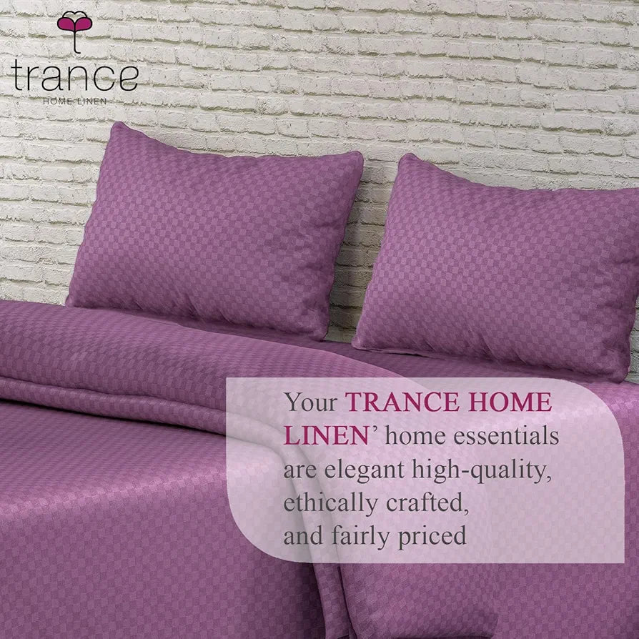 Trance Home Linen 300TC Jacquard Weave Fitted Bedsheet for King Size Bed with 2 Pillow Cover - Skin Friendly, Premium 100% Cotton 