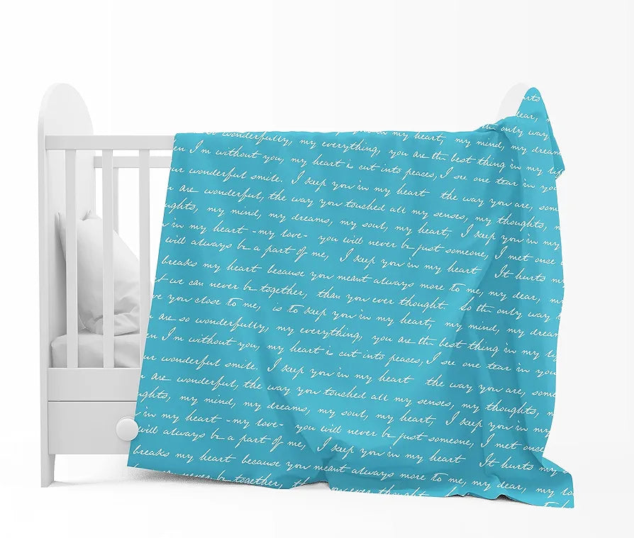 Divine Casa 120 GSM Microfiber Single Kids Dohar  | Soft & Lightweight Throw Blanket | Cozy & Breathable | All-Season Comfort | 140 x 100 CM | Typography Pattern | Blue Topaz