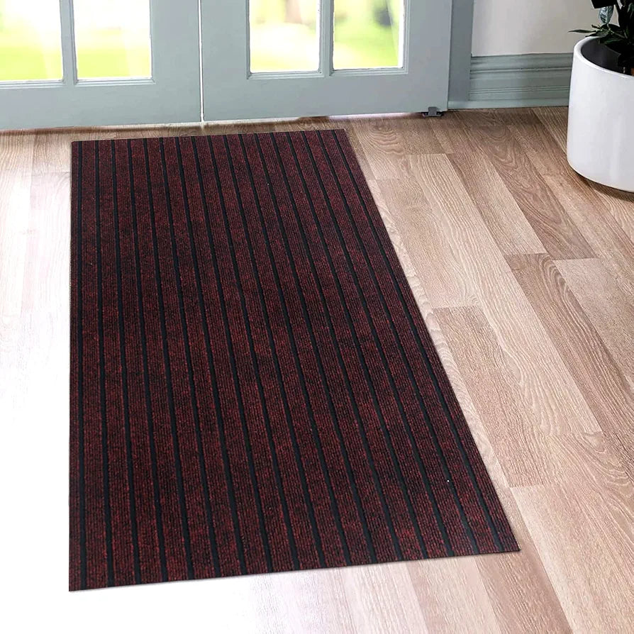 Kuber Industries Microfiber Striped Design Solid Anti-Skid Bedside Runner & Carpet for Living RoomBedroom24 x 48