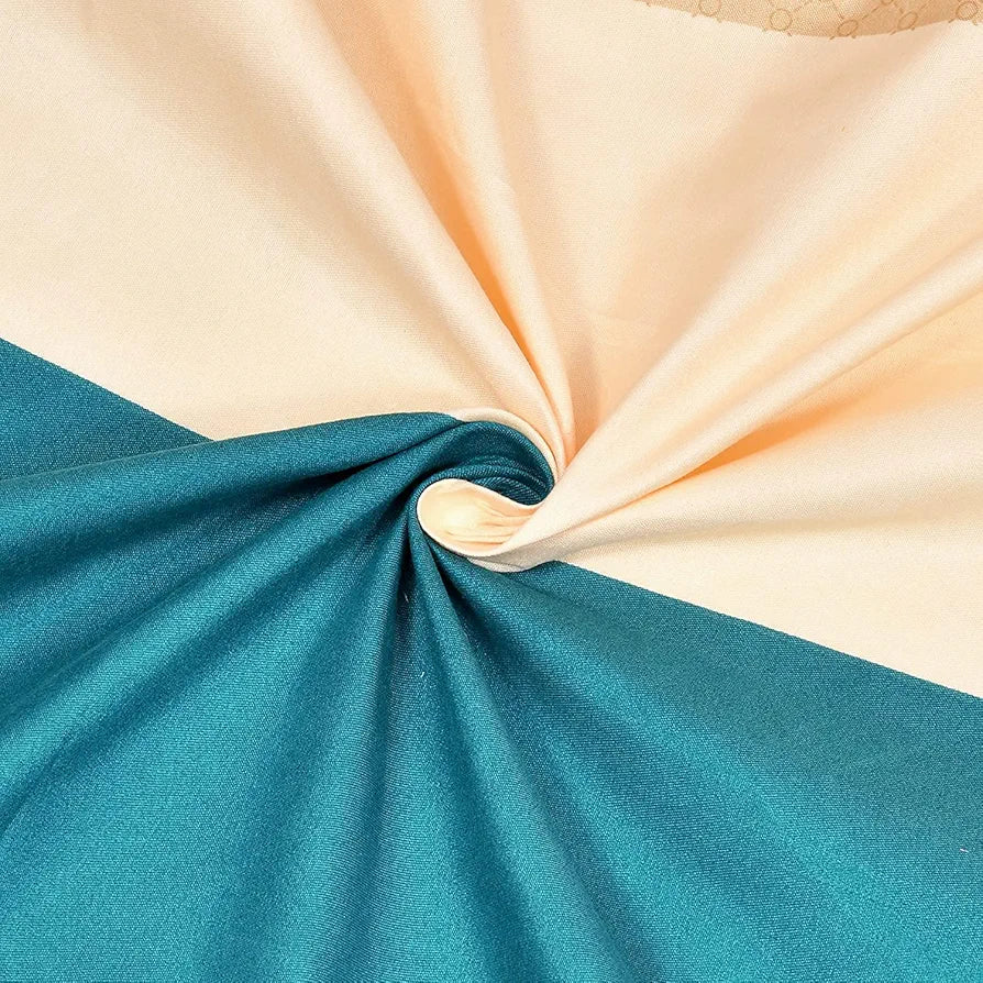 THE HOME STYLE Cotton Feel Glace Cotton Elastic Fitted All Around Printed Full Length Single Bed Bedsheet With 1 Pillow Cover 