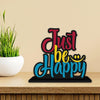 Artvibes Wooden Idols and Figurine Just Be Happy Quotes Table Decor for Office Desk Showpiece | Home Decoration Item