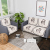 Kuber Industries Set of 6 Velvet 2+1 Seater Sofa Covers for Living Room Digital Flower-Cream & Green