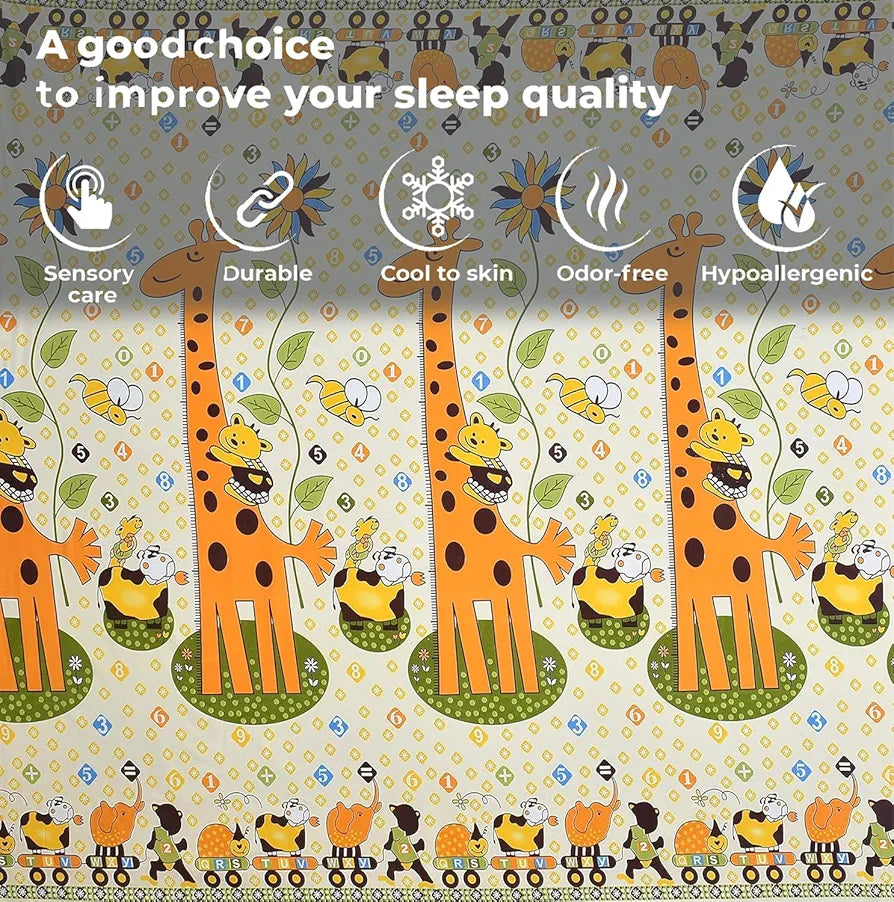 FRESH FROM LOOM Glace Cotton Wrinkle Free Soft Hypoallergenic Bed Sheet|Cartoon Printed|Single Bedsheet With One Pillow Cover Kids Bedsheet For Boys&Girls Room,144 tc,Multicolor