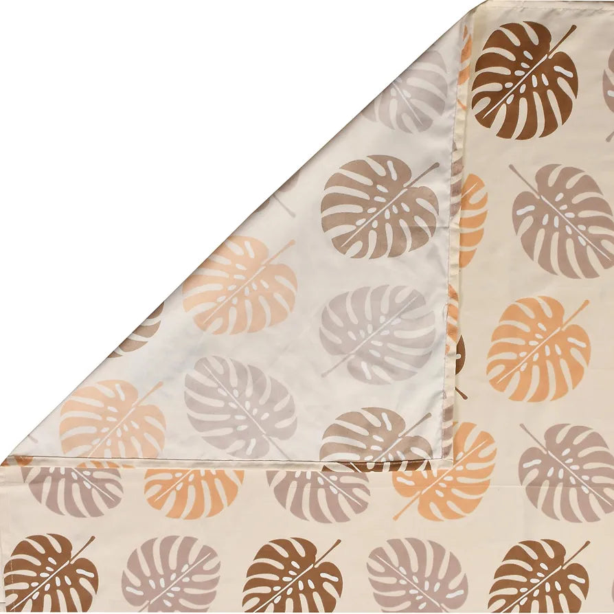 Premium Cotton Elastic Fitted Bedsheets with 2 King Size Pillow Covers Double Bed with All Around Elastic Supersoft Size - 72 x 78 +10 inches Leaf Print Beige and Brown 200 tc - 220 tc