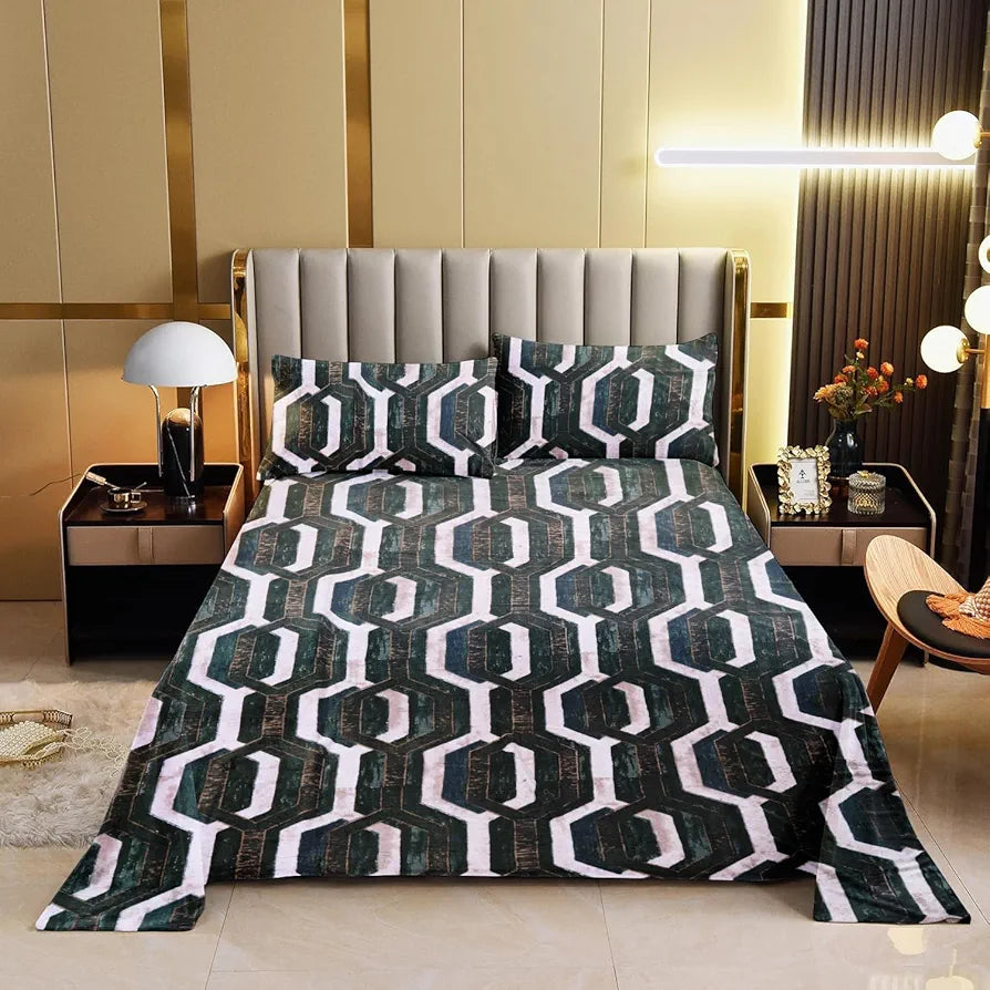 Cloth Fusion 190 TC Warm Winter Bedsheet for Double Bed King Size with 2 Pillow Covers, Cozy Woolen Bedsheets for Double Bed 