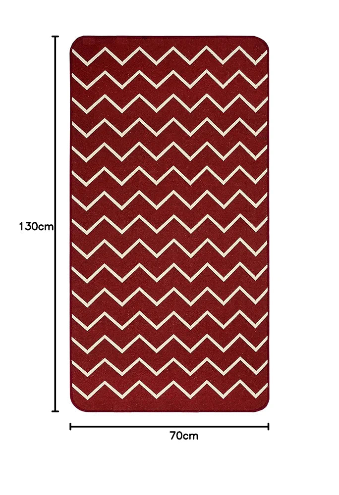 Saral Home Zig-Zag Designer Soft Cotton Durable & Washable Multipurpose Runner for Home/Kitchen/Living Area/Lobby/Office with Anti Skid Backing 