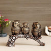 Ecraftindia 3 Owl Sitting on Branch Antique Finish Handcrafted Polyresin Decorative Showpiece