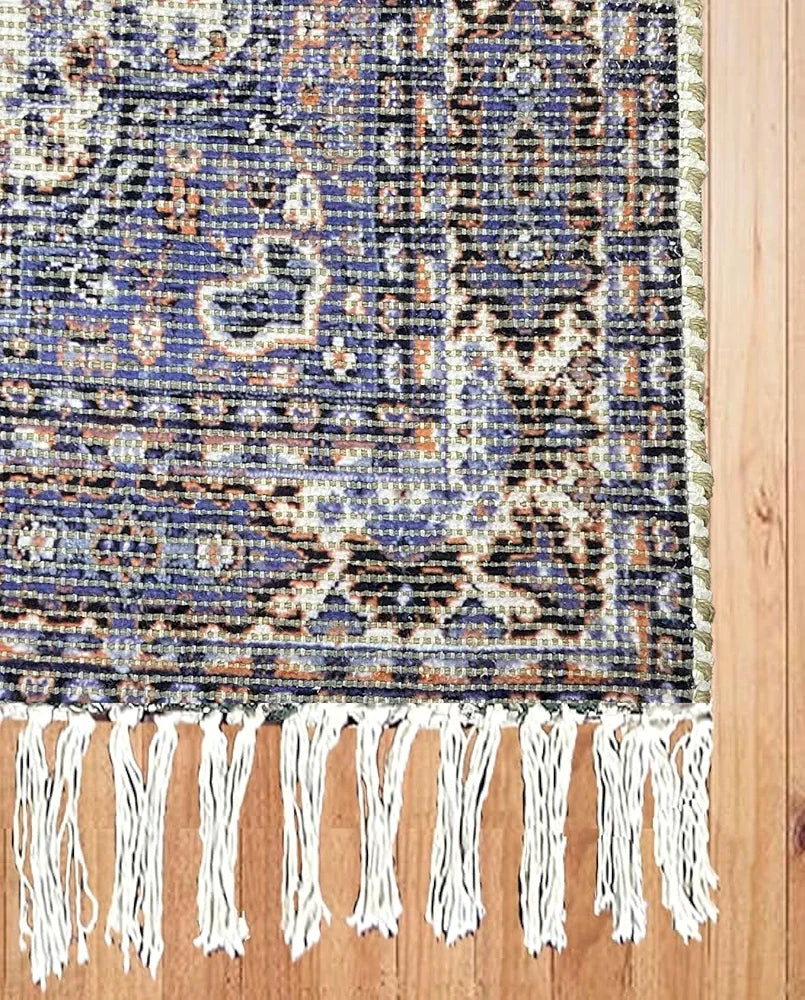 SAJAVAT HOME Cotton & Jute Printed Rectangular Floor Rug| Soft and Durable Indoor Carpet for Living Room, Bedroom, Kitchen, and Home Decor | Green Area Rug | 4x6 Feet  | Pack of 1