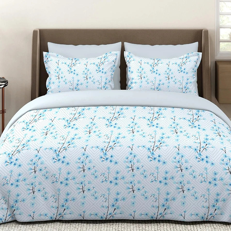 Layers Lumina Floret 100% Cotton Bedsheet Set for All Seasons - Lightweight, Moisture Absorbent, Machine Washable & Easy to Care - Gift for Housewarming & More - 144 TC - King Size 