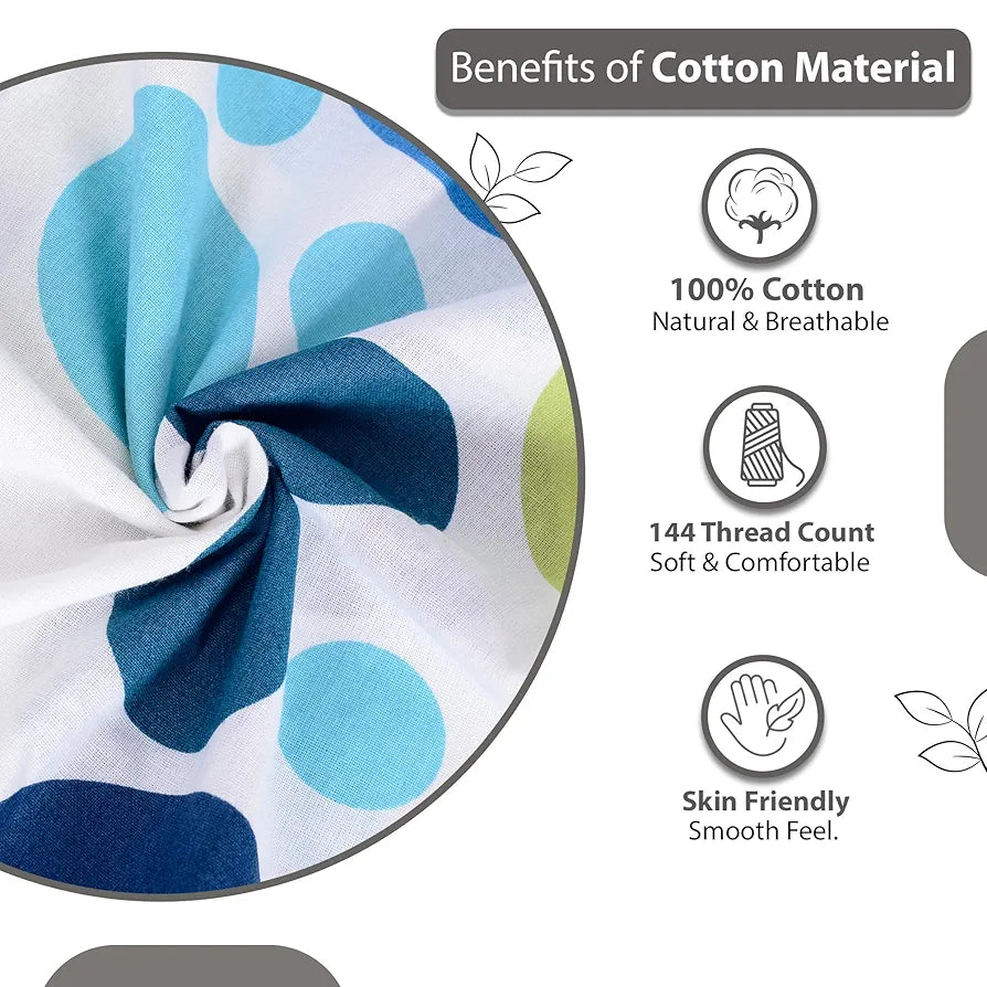 Divine Casa - 144 TC Super Soft 100% Cotton Bedsheet for Double Bed  144 Thread Count - Geometric, Blue Lagoon| 222 x 254 cm