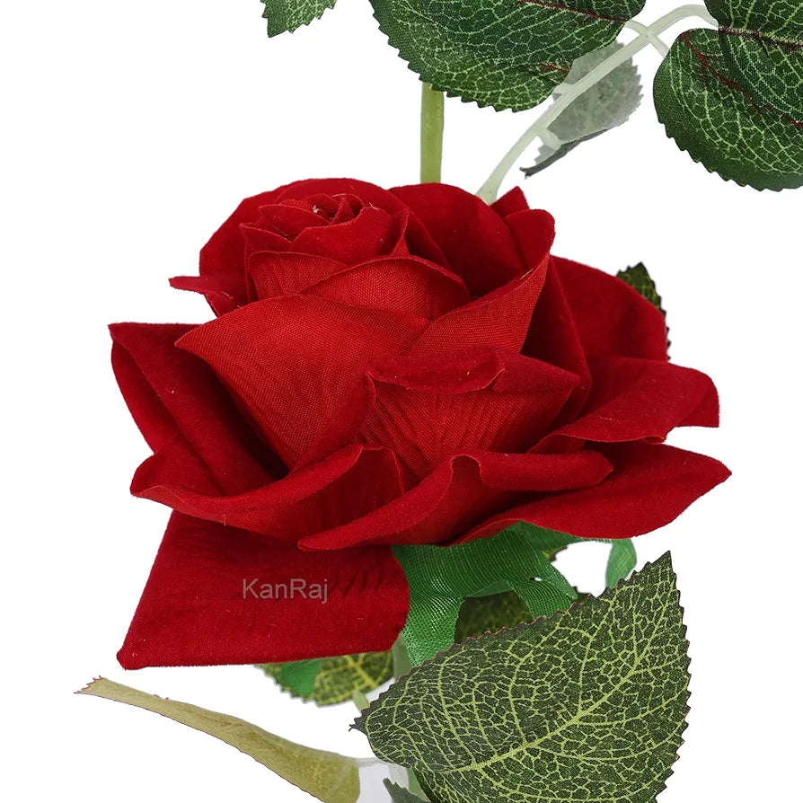 KanRaj ® Artificial Rose Flower Set of 2 Roses with Pot , Plastic