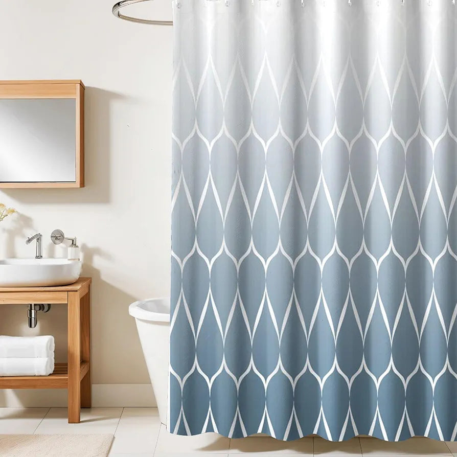 HOMETHREADS Embrace Luxury with Our 6-Feet Long Premium Polyester Shower Curtain with 12 Hooks for a Lavish Bathroom, Machine Washable 
