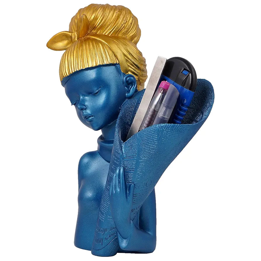 Zart Angel Girl Showpiece for Home Decor | Winged Fairy Statue for Shelves | Blue Resin Figurine, 3.94 Inch