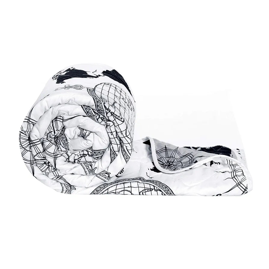 Divine Casa 120 GSM Microfiber Single Bed Comforter | Soft & Lightweight Reversible AC Blanket | All-Season 3-Layered Quilt | 230 x 140 cm, Stonewash Grey