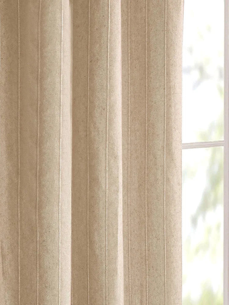 SARAL HOME EASY LIVING Solid Saral Home Chawla Cotton Room Darkening Door Curtain 2pc, Beige. 4x7 Feet, Grommet