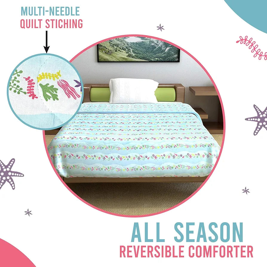 Divine Casa 120 GSM Cotton Single Bed Comforter | Soft & Lightweight Reversible All-Season Blanket | Cozy & Breathable Bedding for Adults | 230x 145 cm, Cosmic Sky