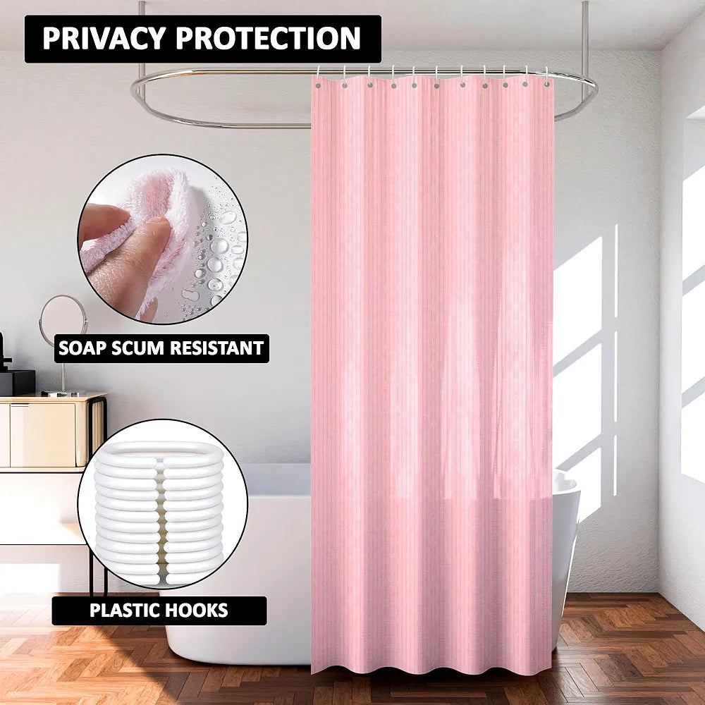 Kuber Industries Shower Curtain | 7 Feet | Bathroom Shower Curtain | AC Curtains | PVC Waterproof Window Curtain | Curtains for Bathtub | 8 Rings Curtain | Lining | Pink