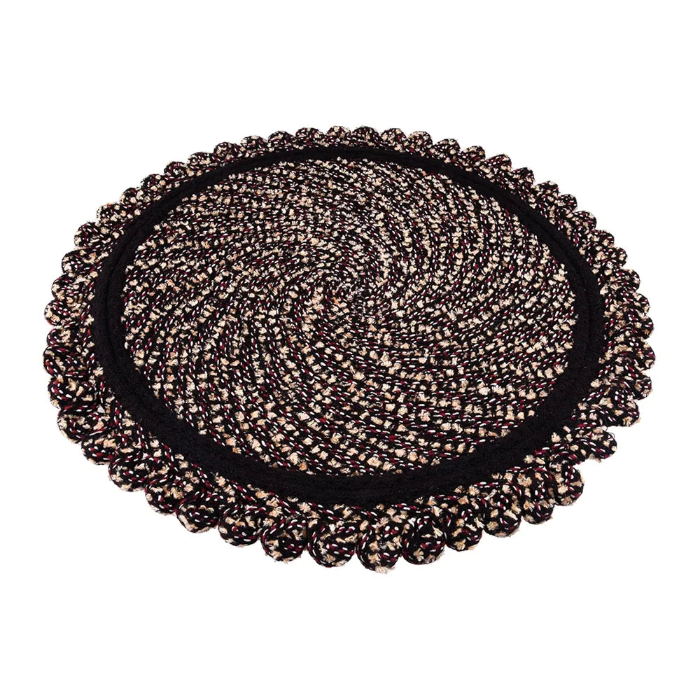 Kuber Industries Door Mat | Round Shape Feather Door Mat | Cotton Reversible Mat | Door Mat for Kitchen | Door Mat for Home | 20 Inch | Large | Brown