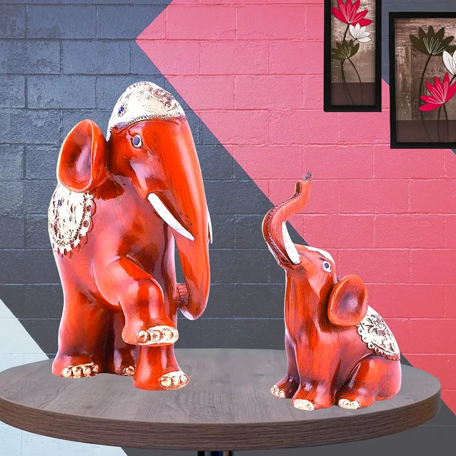 Mariner's Creation Premium Elephant showpiece- Elephant showpiece for Living Room | Set of 2 showpiece for Home Decor | House Warming Gift 20x9x18.5 cm