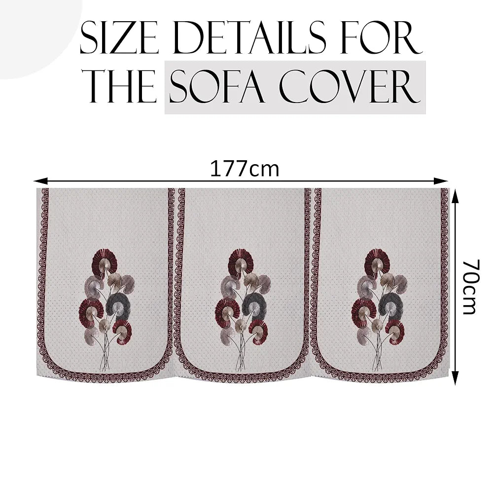 Kuber Industries Set of 6 Velvet 3 Seater Sofa Covers for Living Room | Easy Machine Washable Sofe ke cover for Home Comfort | Digital Flower-Cream & Brown