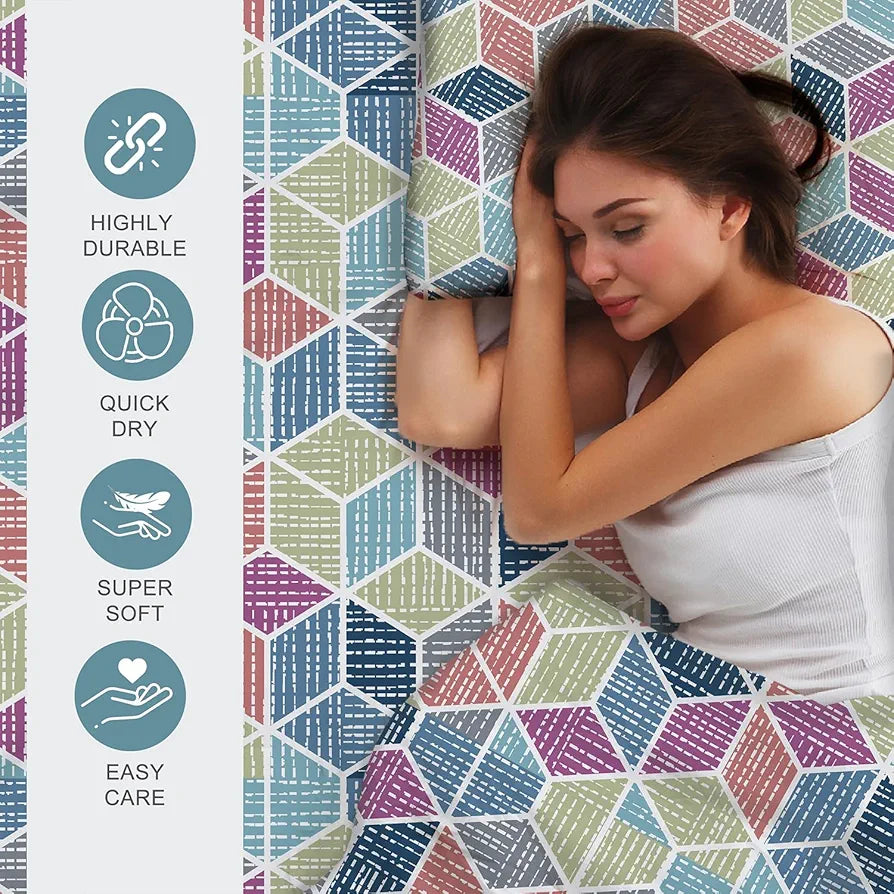 Layers Argos Bedsheet Set for All Seasons - Lightweight, Moisture Absorbent, Machine Washable & Easy to Care - 225 CVC - King Size 